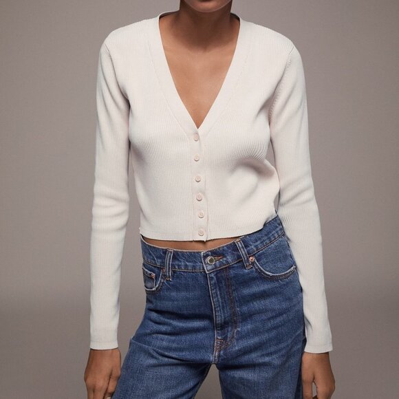 ZARA CROPPED KNIT CARDIGAN SIZE M - Picture 1 of 7